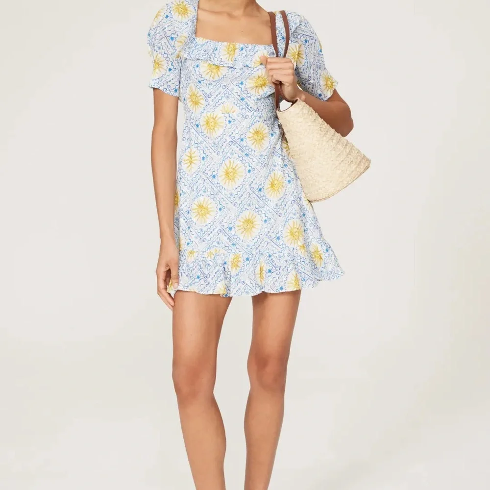 RIXO Yellow and Blue Patterned Mini Dress - Picture 2 of 6